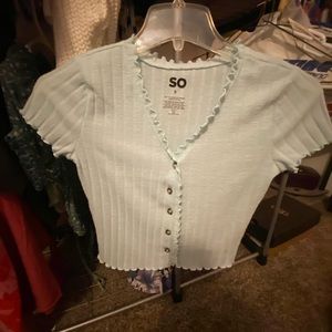 light blue ribbed button up tee